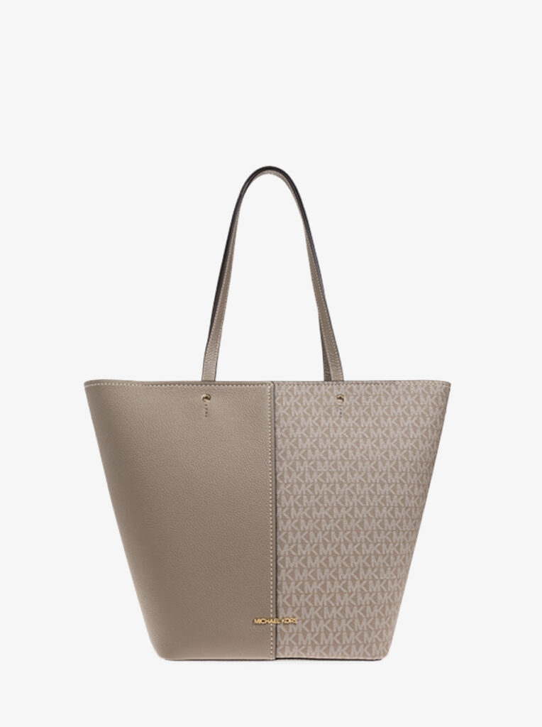 Flora Large Signature Logo and Leather Tote Bag