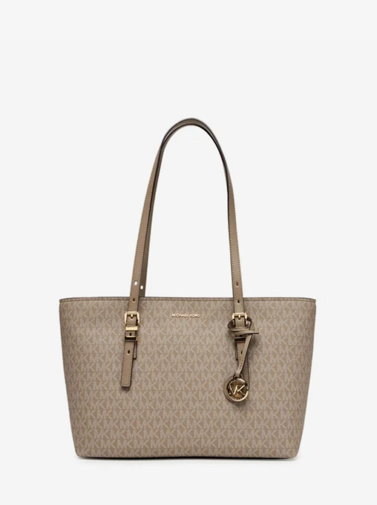 Quinn Medium Signature Logo and Leather Tote Bag