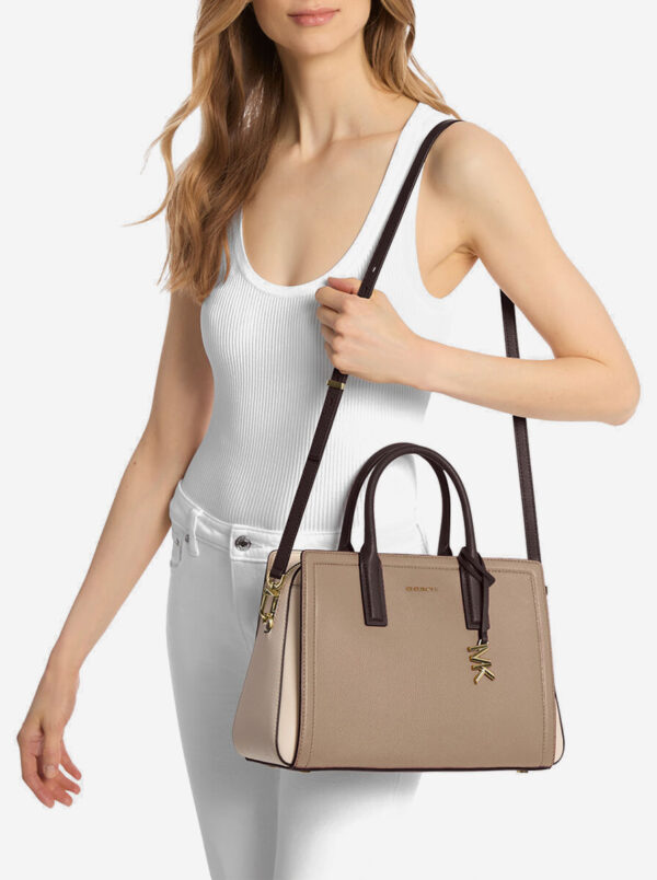Laila Medium Color-Block Pebbled Leather Satchel - Image 2