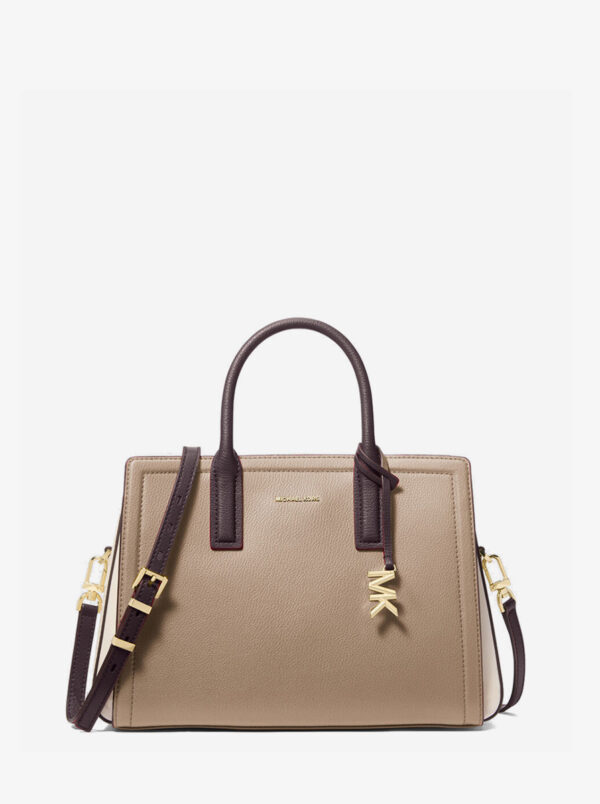Laila Medium Color-Block Pebbled Leather Satchel