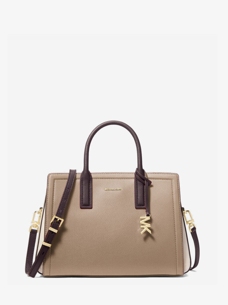 Laila Medium Color-Block Pebbled Leather Satchel