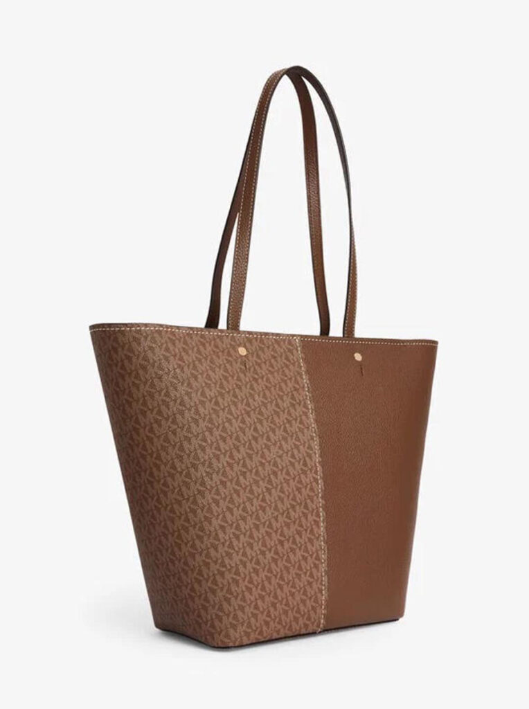 Flora Large Signature Logo and Leather Tote Bag