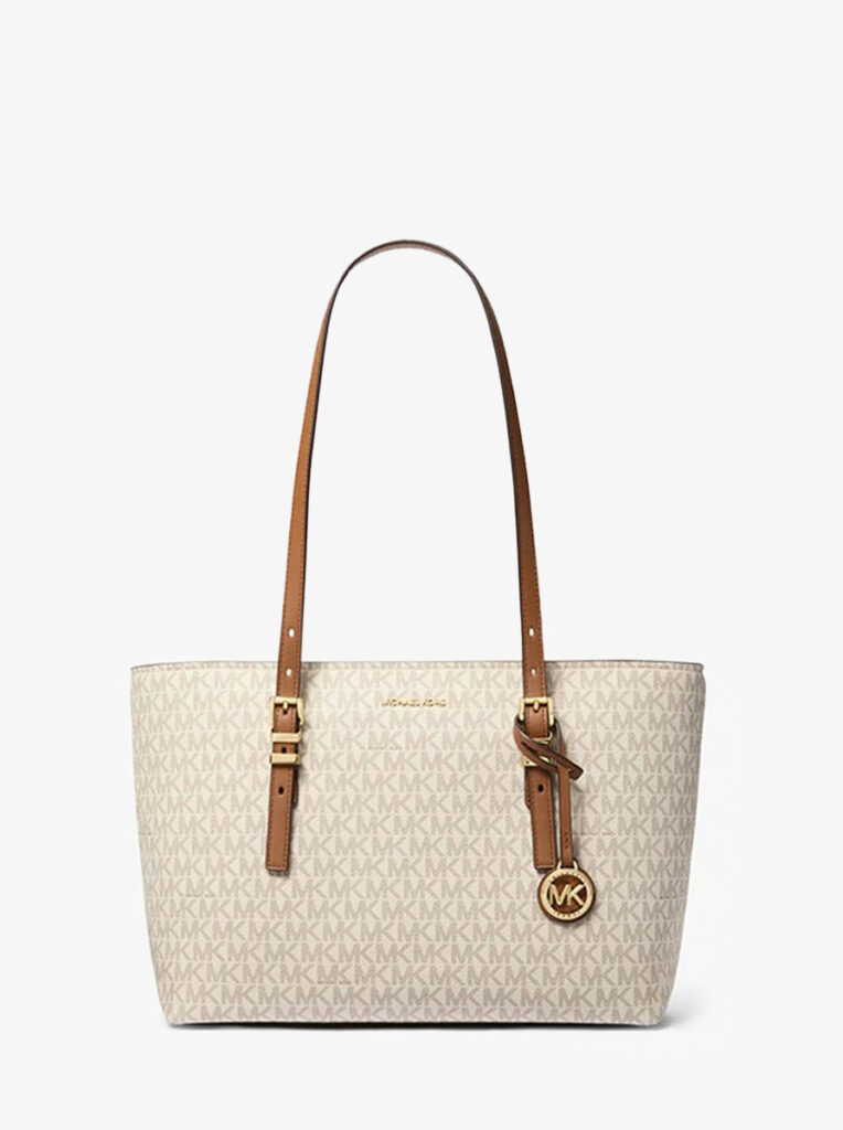 Quinn Medium Signature Logo and Leather Tote Bag