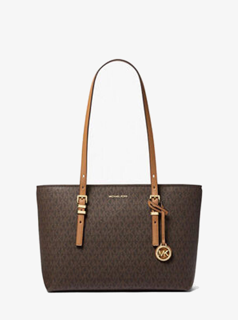 Quinn Medium Signature Logo and Leather Tote Bag