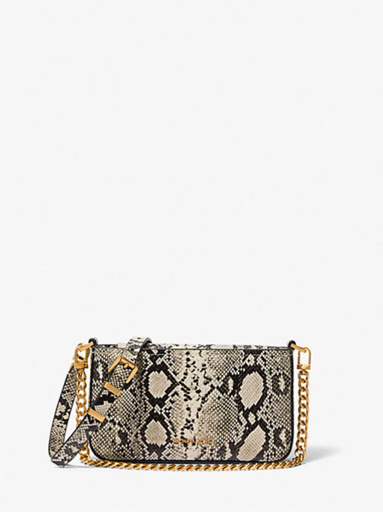 Bryant Small Snake Embossed Leather Convertible Pochette