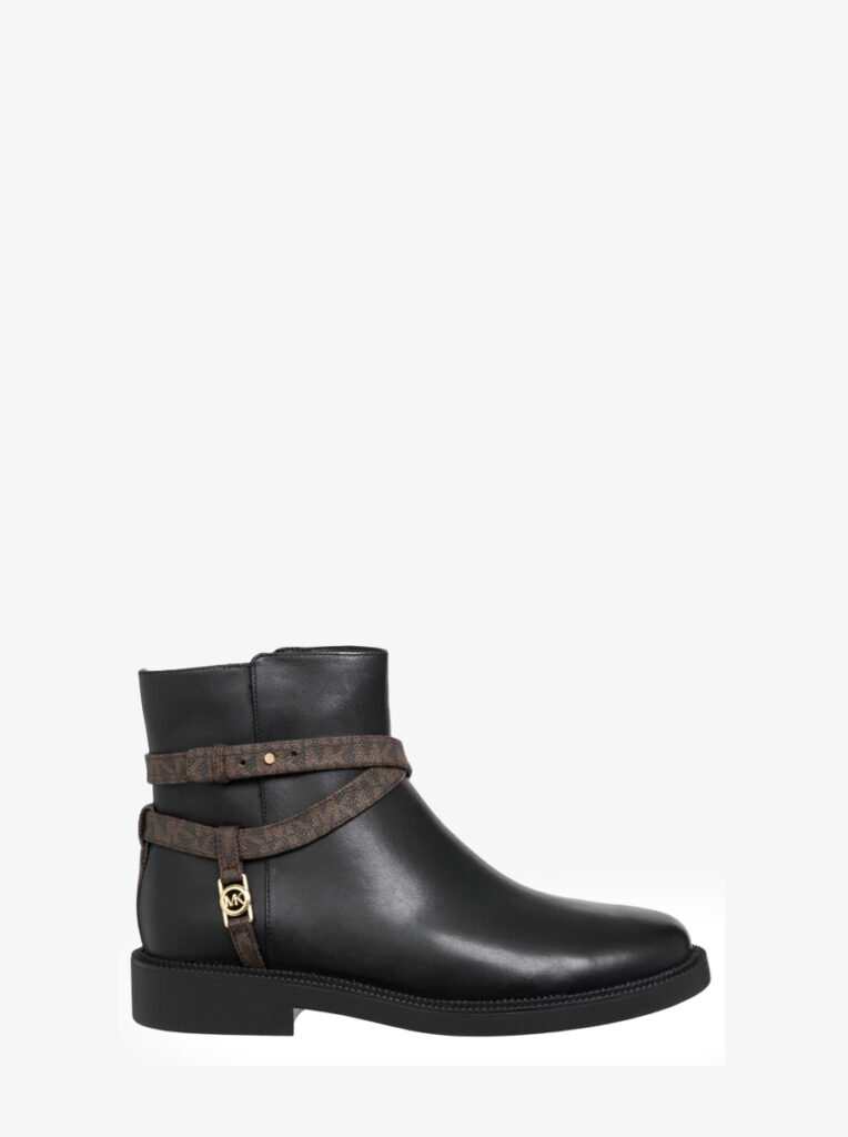 Abigail Leather and Signature Logo Trim Ankle Boot