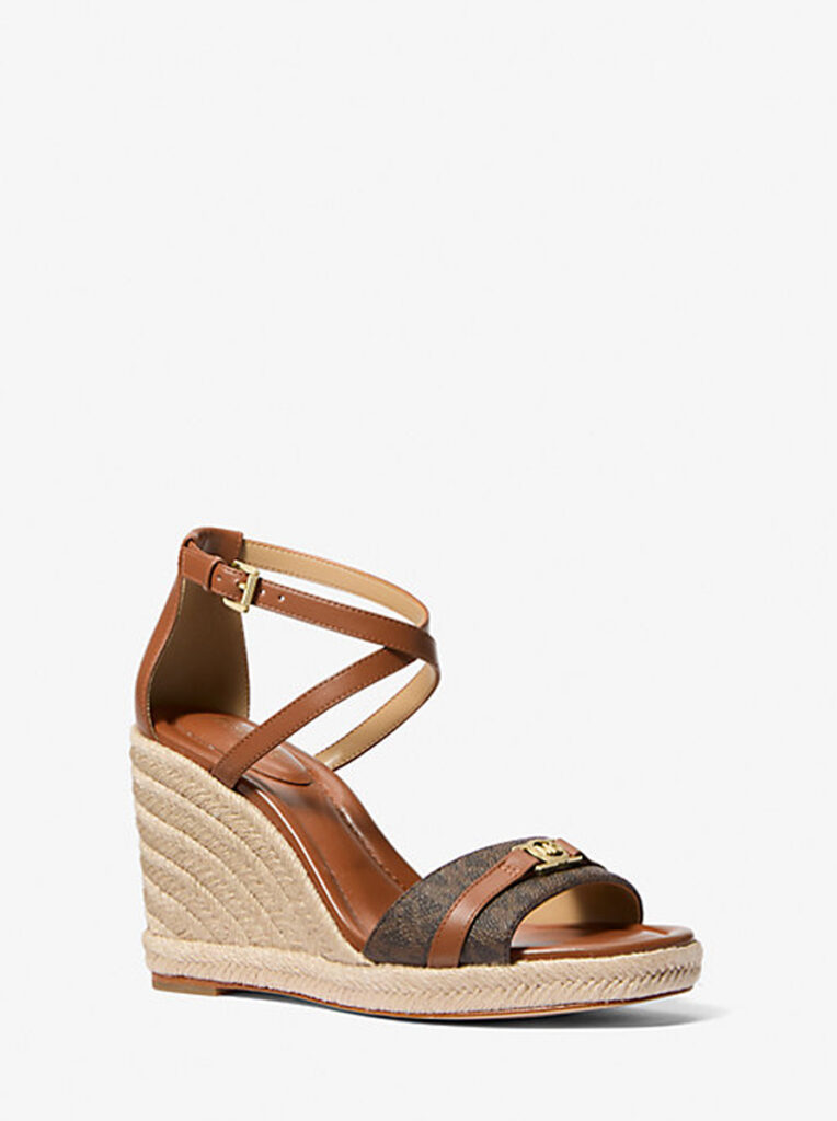Mandy Signature Logo and Leather Wedge Sandal