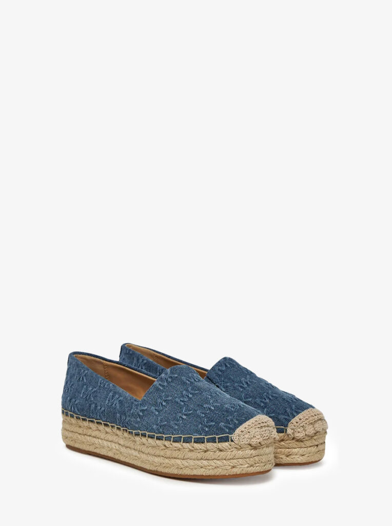 Lynn Logo Embossed Denim Platform Espadrille